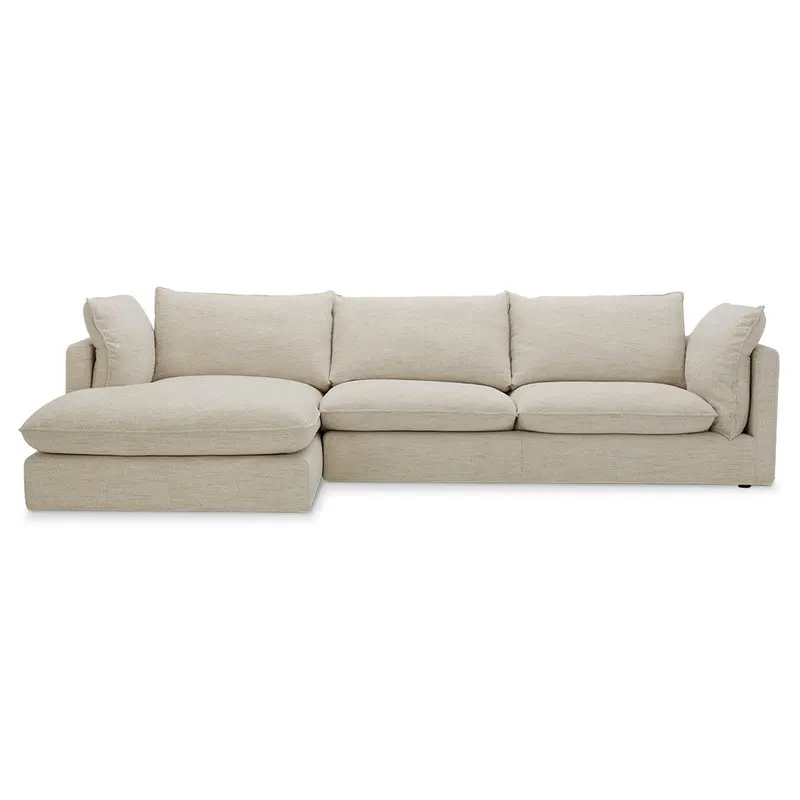 Modern Minimalist Fashionable Classic Versatile Cloud-like Sorrento Fabric Modular Sofa(natural)—3seater+chaise 1.1