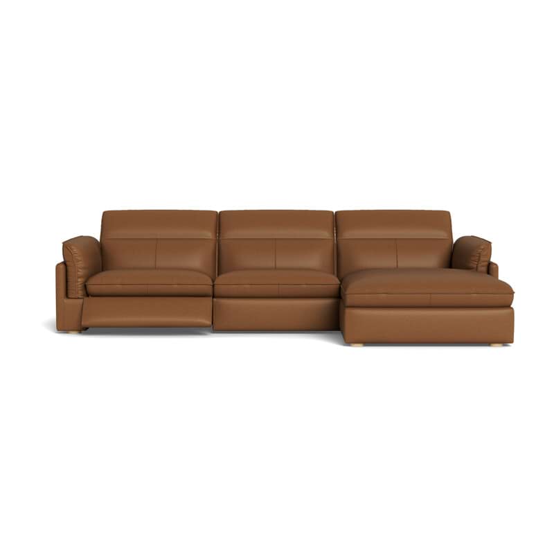 Modern Minimalist Fashionable Classic Versatile Cloud-like Sorrento Leather Electric Recliner Modular sofa—3 seater+chaise(tan)1.1